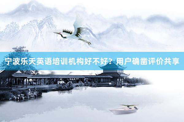 宁波乐天英语培训机构好不好？用户确凿评价共享